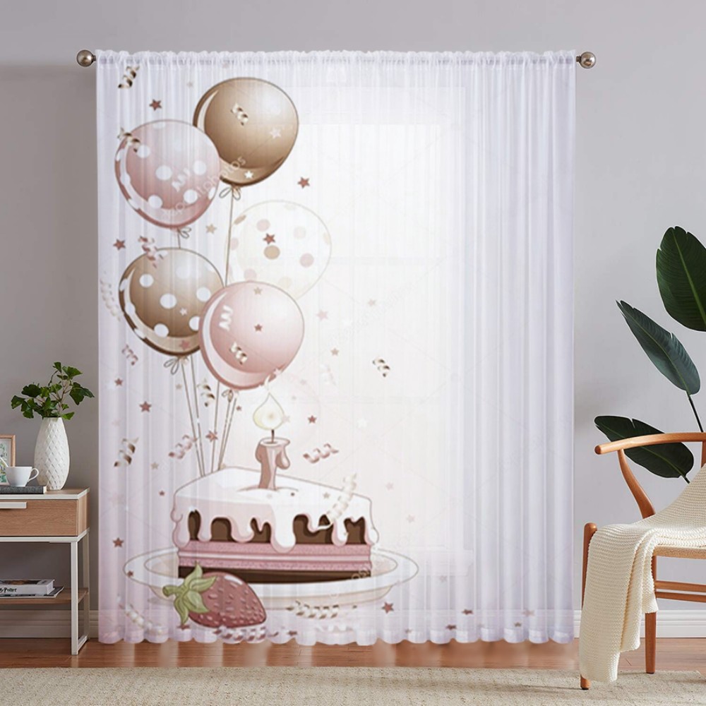 Curtain Rods - 1PC Sheer Curtain Birthday Cake Balloon