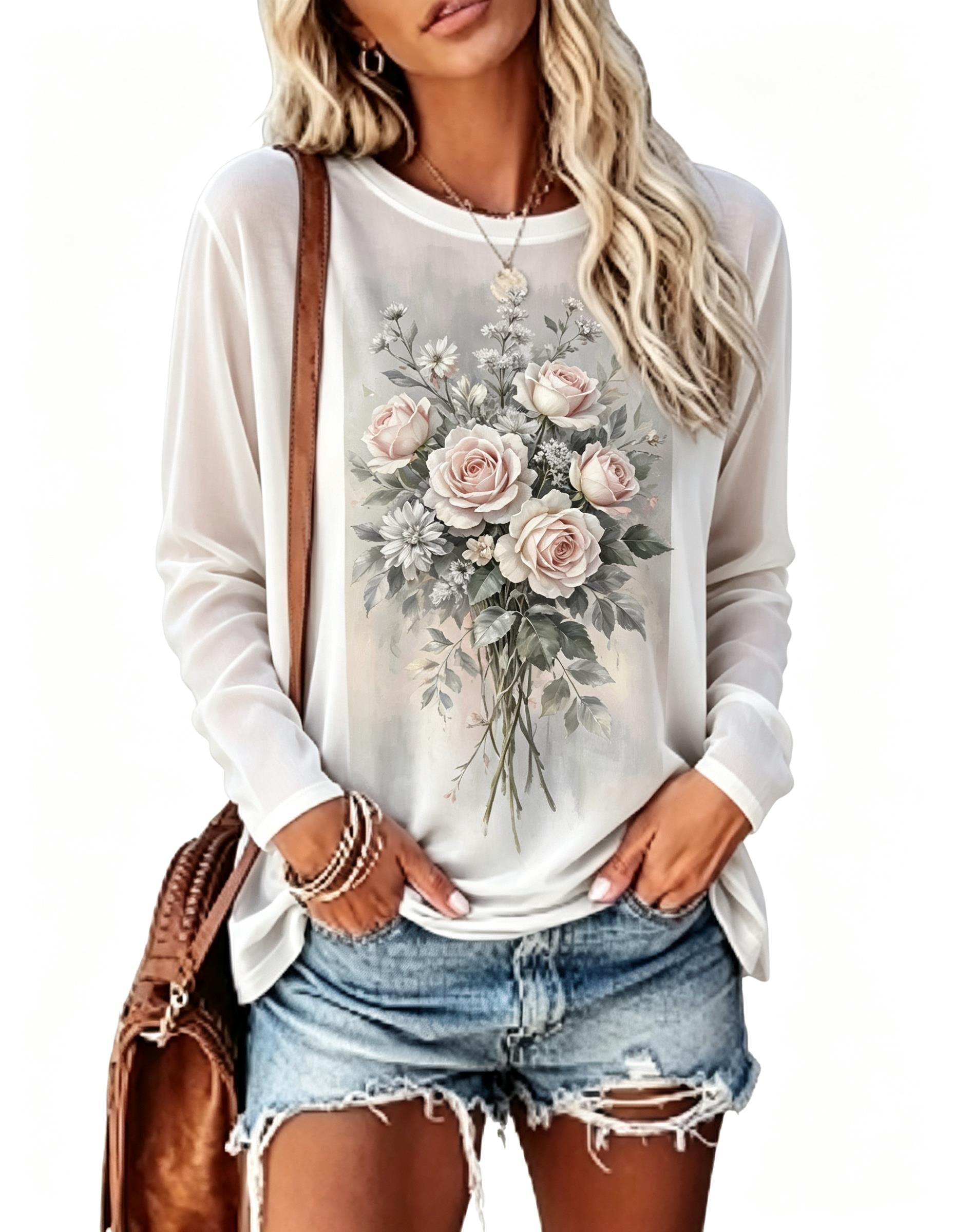 Women Long Sleeve T‑Shirt Vint - Wallpaper 评论和价格