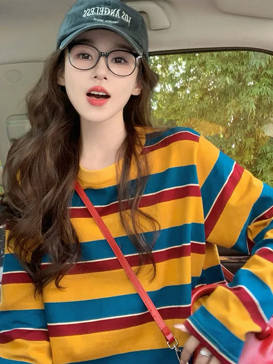 Women Color Block Striped Long - Wallpaper 评论和价格