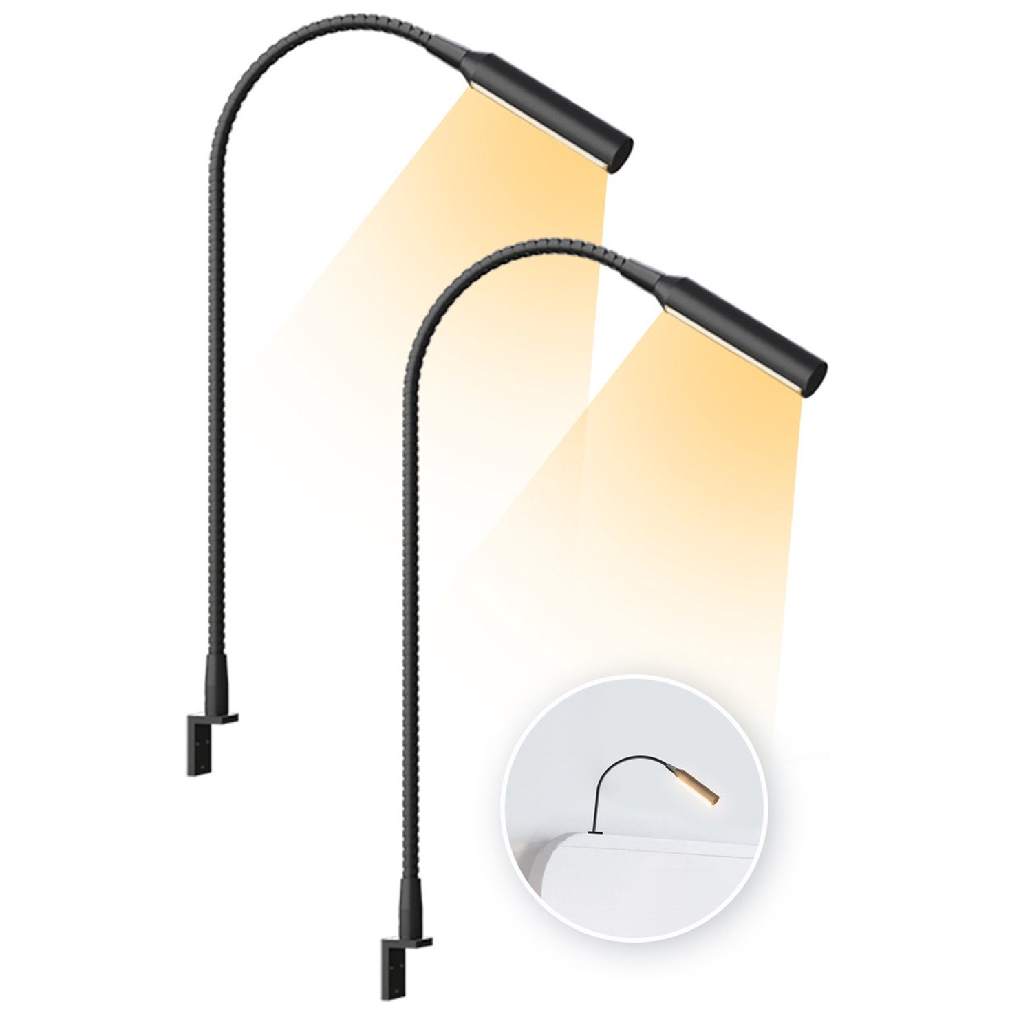 2pcs LED Reading Lamp with Dim - Light Switch 评论和价格