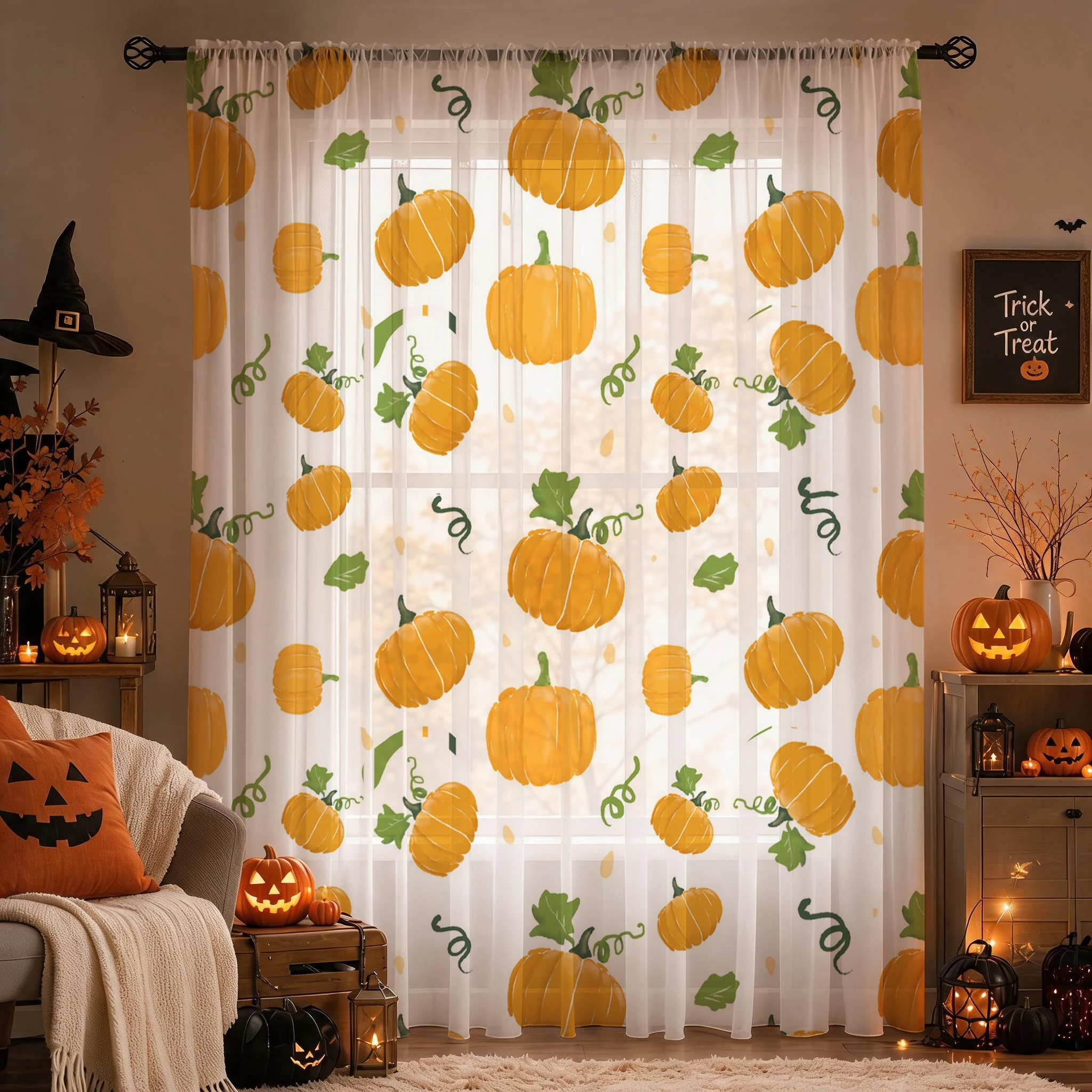 Halloween Sheer Curtain Rod Po - Curtain Rods 评论和价格