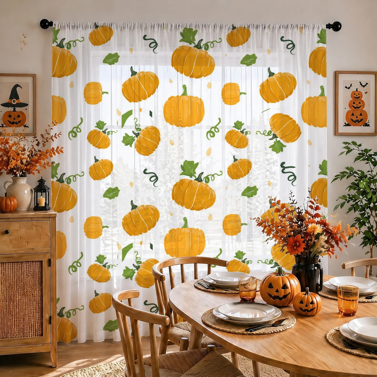 Halloween Sheer Curtain Rod Po - Curtain Rods 评论和价格